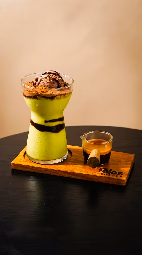 Avocado coffee in a glass